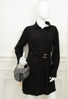 Christian Dior Navy Blue Oblique Mini Saddle Bag