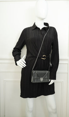 Christian Dior Dark Grey Diorama Micro Cannage Wallet On Chain