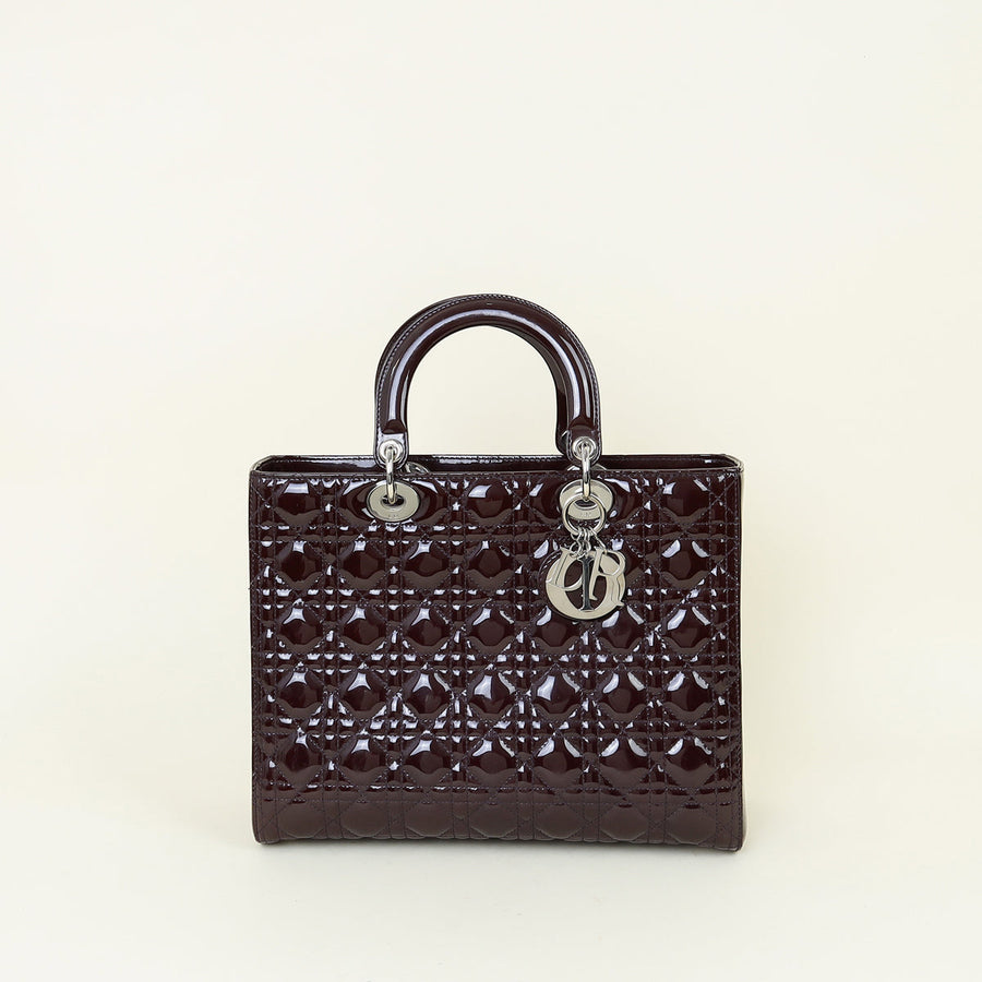 Christian Dior Wine Lady Dior Large Bag