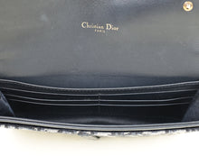 Christian Dior Navy Blue Oblique Small Saddle Pouch with Chain