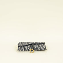 Christian Dior Navy Blue Oblique Small Saddle Pouch with Chain