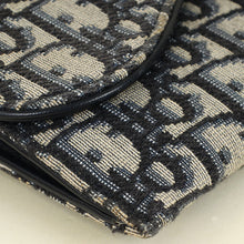 Christian Dior Navy Blue Oblique Small Saddle Pouch with Chain