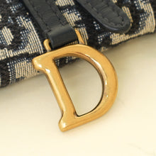 Christian Dior Navy Blue Oblique Small Saddle Pouch with Chain