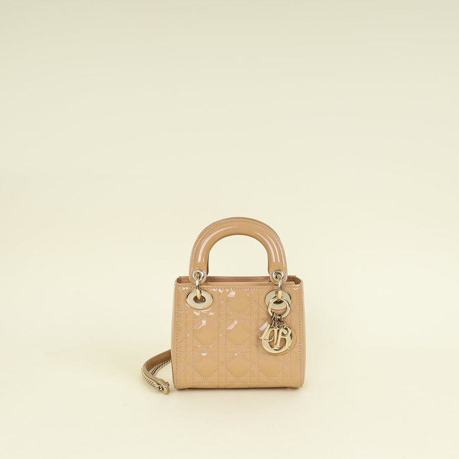 Christian Dior Beige Lady Mini Dior Chain Bag
