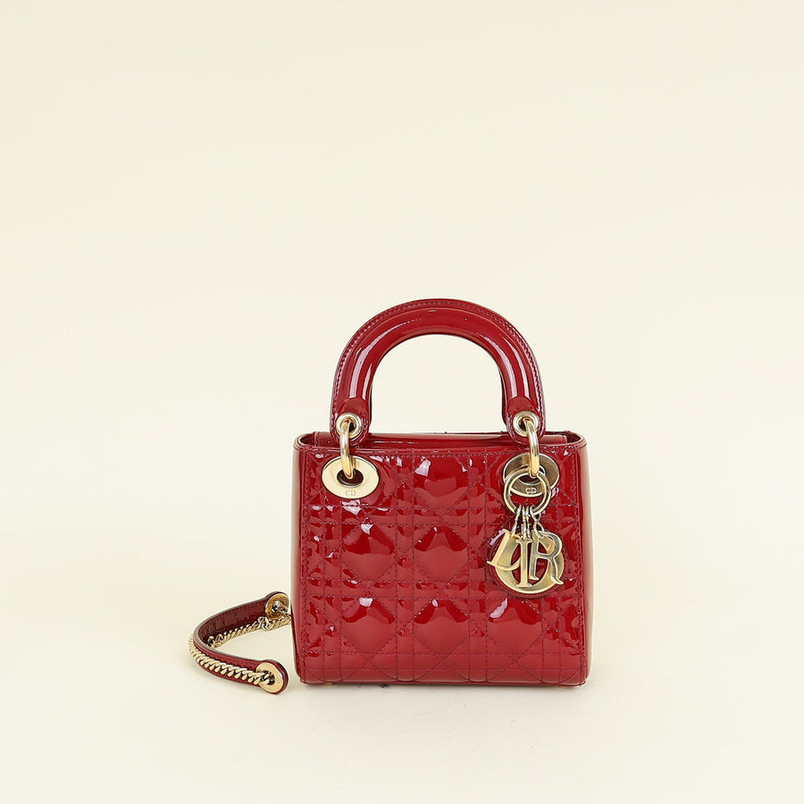 Christian Dior Red Chain Mini Lady Dior Bag