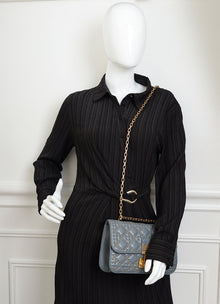 Christian Dior Bluish Grey Cannage Studded DiorAddict Flap Bag