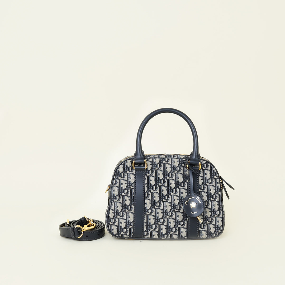 Christian Dior Blue Oblique D-Vibe Medium Bowling Bag
