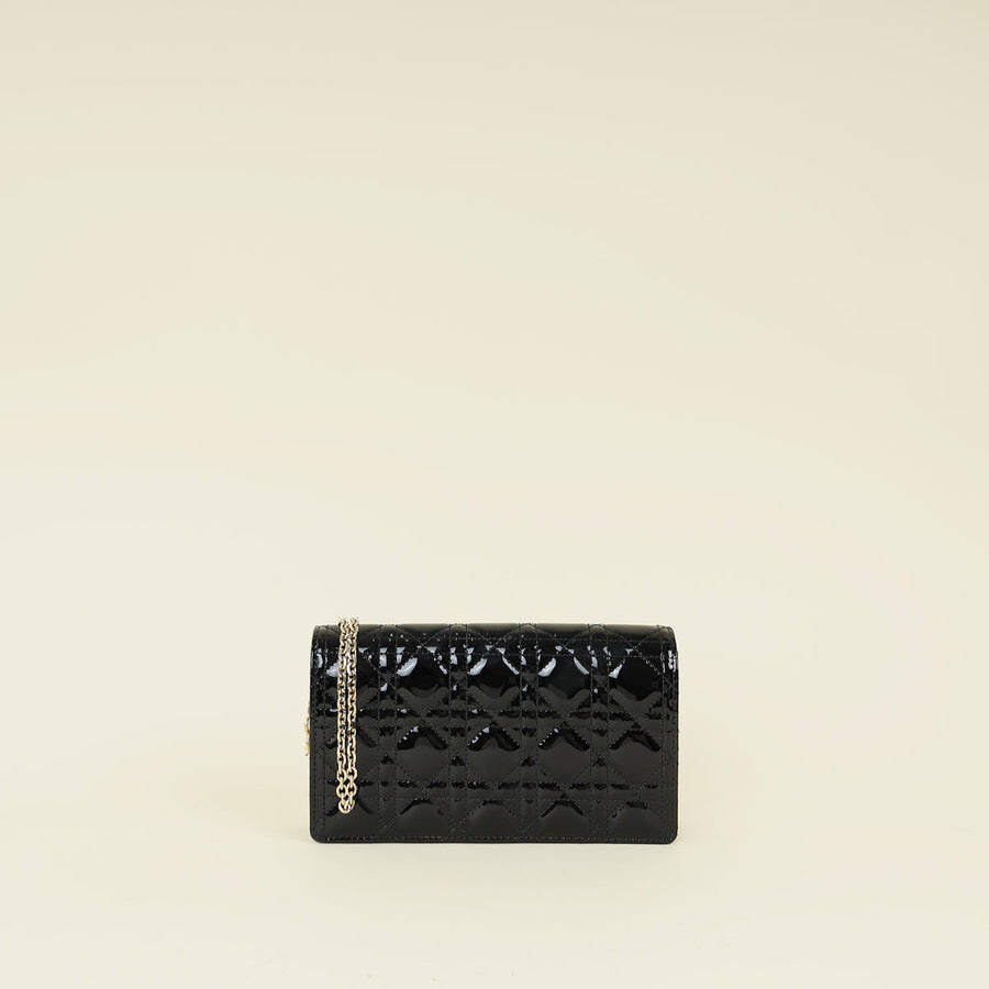 Christian Dior Black Lady Dior Chain Pouch