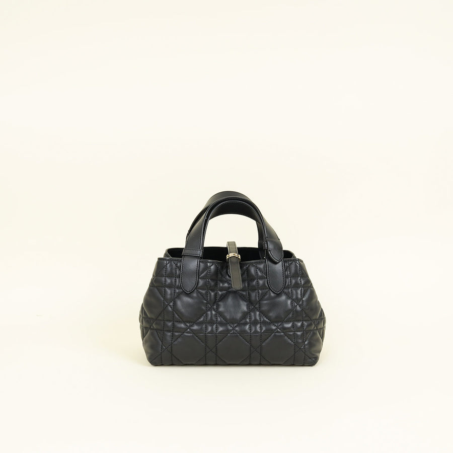 Christian Dior Black Macrocannage Toujours Small Tote Bag