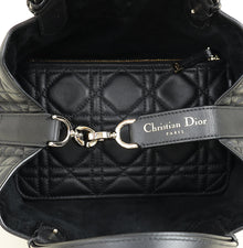 Christian Dior Black Macrocannage Toujours Small Tote Bag