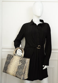 Christian Dior Bicolor Python Lady Dior Large Bag