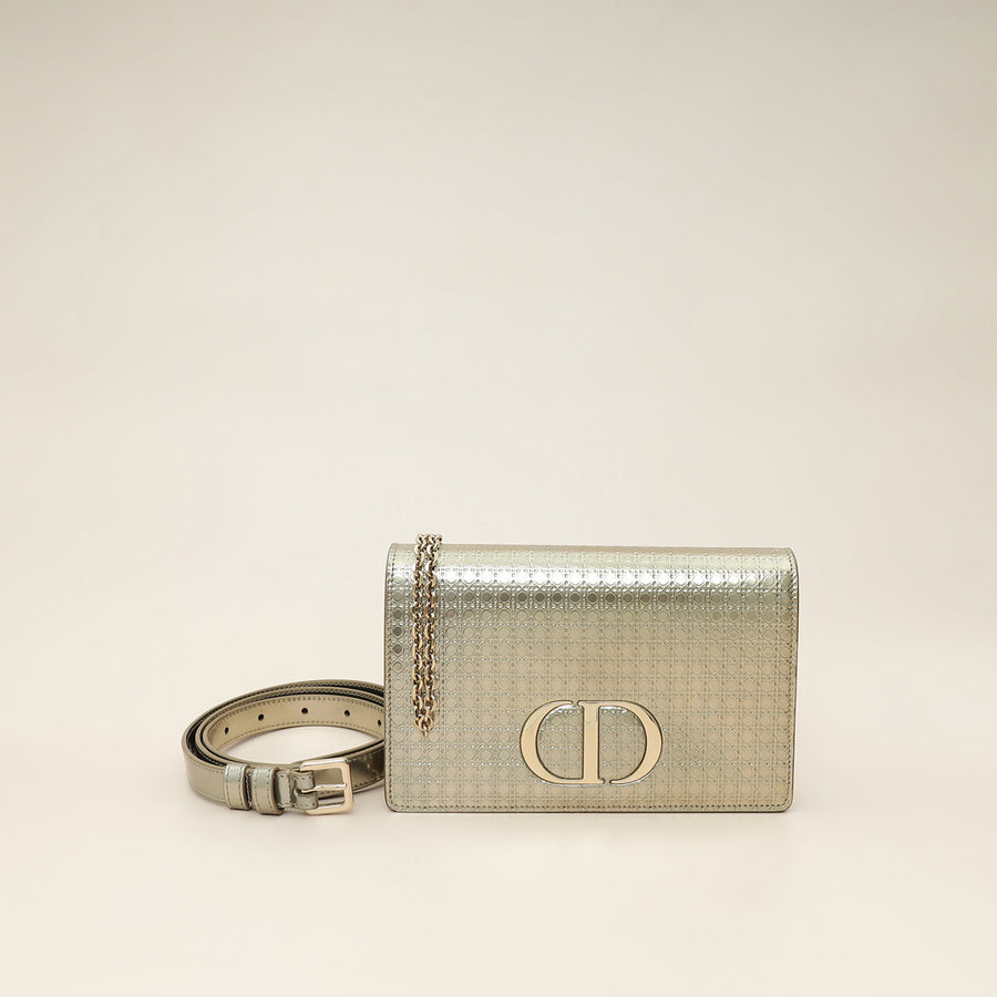 Christian Dior Champagne 30 Montaigne Micro Cannage 2 In 1 Pouch