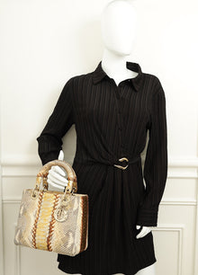 Christian Dior Bicolor Metallic Python Lady Dior medium Bag