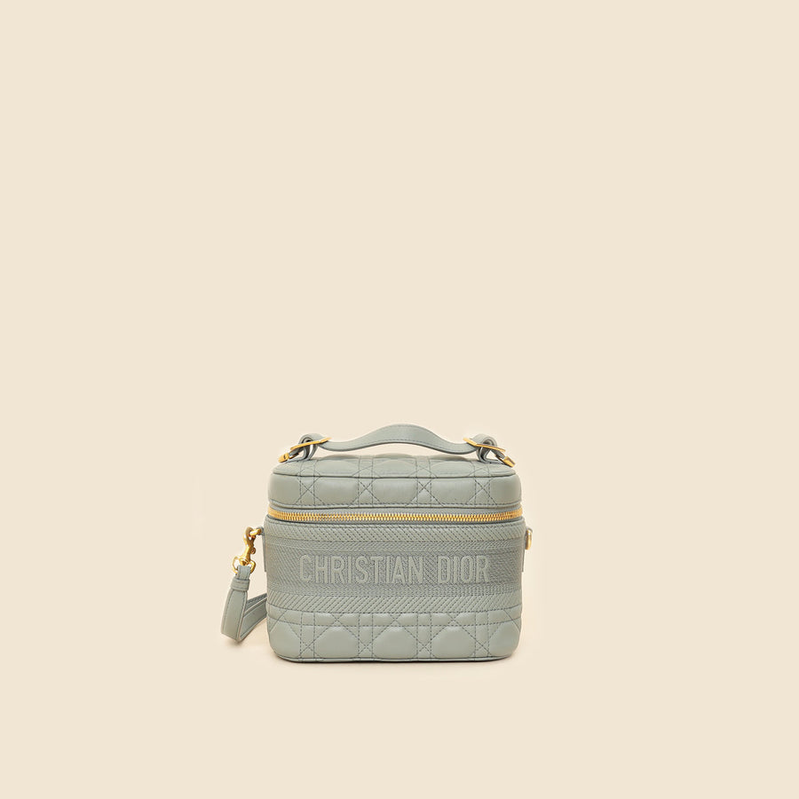 Christian Dior Grey Cannage Diortravel Small Vanity Case