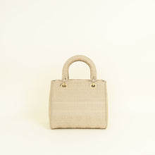 Christian Dior Beige Lady D-Lite Cannage Embroidery Medium Bag