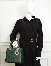 Christian Dior Emerald Green Lady Dior Medium Bag