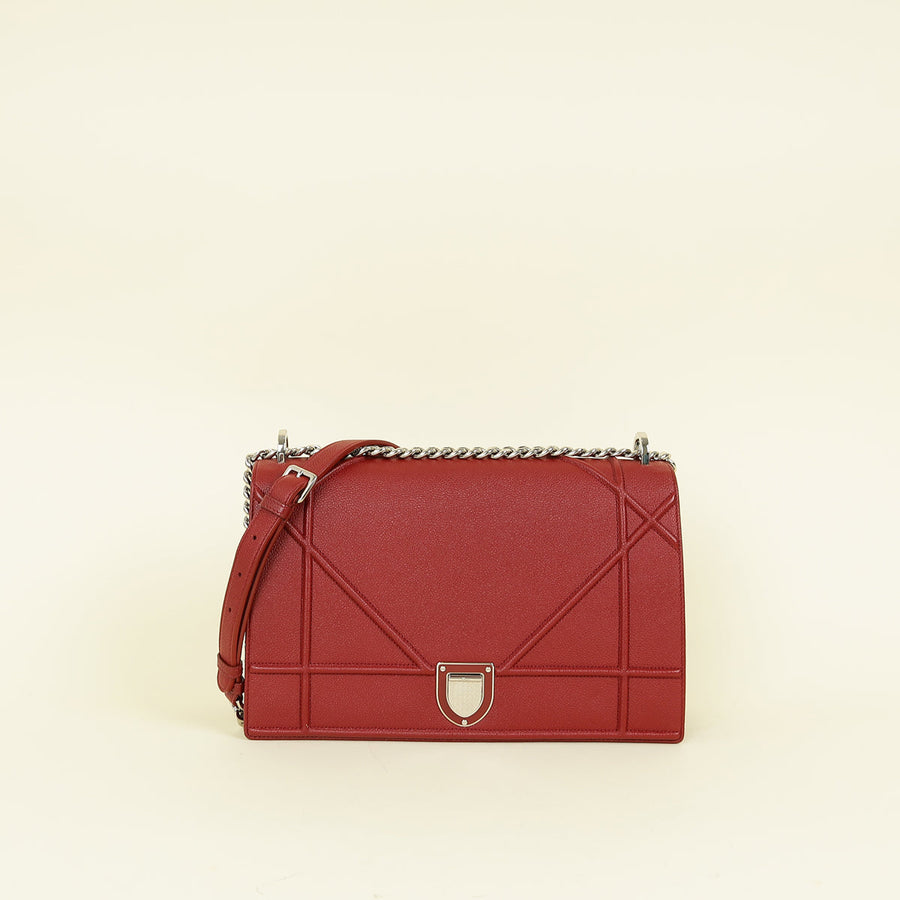 Christian Dior Red Diorama Flap Large Shoulder Bag
