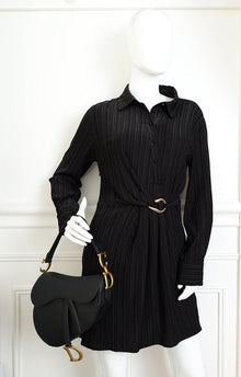 Christian Dior Black Saddle Medium Bag W/ Strap