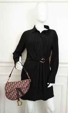 Christian Dior Burgundy Oblique Saddle Medium Bag