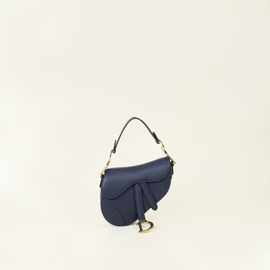 Christian Dior Navy Blue Mini Saddle Bag