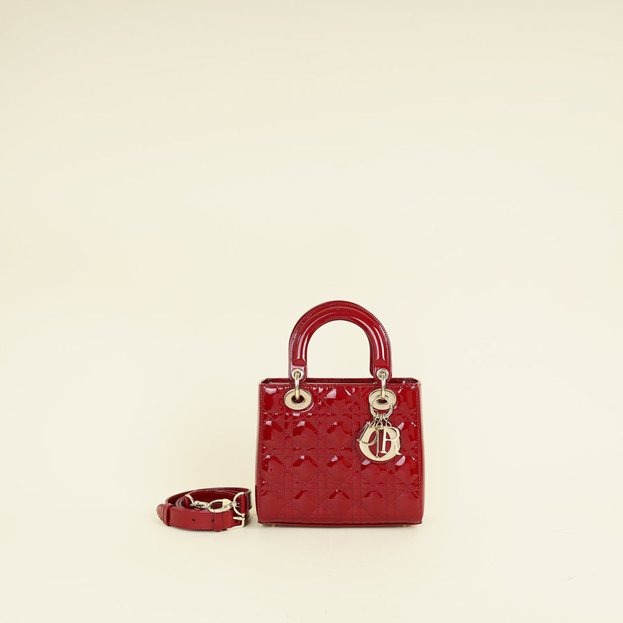 Christian Dior Cherry Red Lady Dior Small Bag