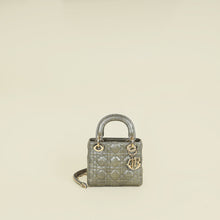 Christian Dior Metallic Grey Green Lady Dior Python Leather Mini Chain Bag