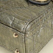 Christian Dior Metallic Grey Green Lady Dior Python Leather Mini Chain Bag