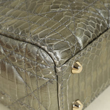 Christian Dior Metallic Grey Green Lady Dior Python Leather Mini Chain Bag