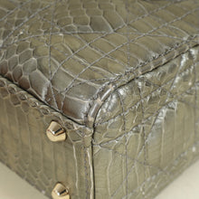 Christian Dior Metallic Grey Green Lady Dior Python Leather Mini Chain Bag