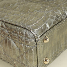 Christian Dior Metallic Grey Green Lady Dior Python Leather Mini Chain Bag