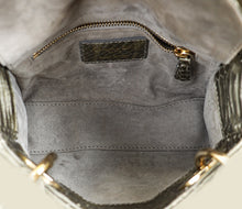 Christian Dior Metallic Grey Green Lady Dior Python Leather Mini Chain Bag