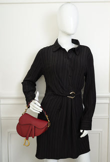 Christian Dior Burgundy Saddle Mini Dior Bag With Wide Strap