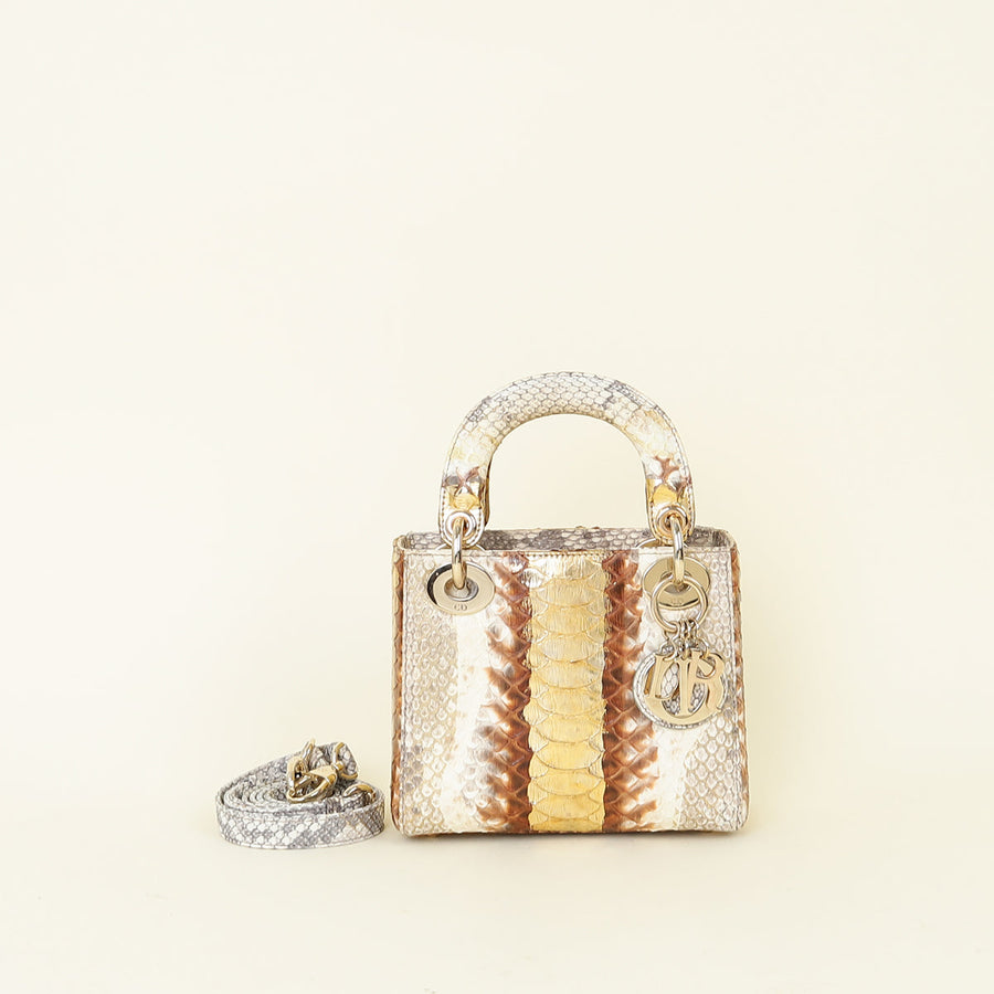 Christian Dior Bicolor Python Mini Lady Dior Bag
