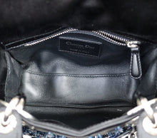 Christian Dior Black Satin Floral Embroidered Mini Lady Dior Bag