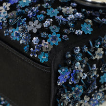 Christian Dior Black Satin Floral Embroidered Mini Lady Dior Bag