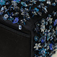 Christian Dior Black Satin Floral Embroidered Mini Lady Dior Bag
