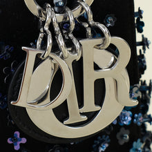 Christian Dior Black Satin Floral Embroidered Mini Lady Dior Bag