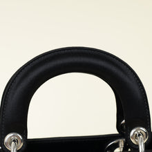 Christian Dior Black Satin Floral Embroidered Mini Lady Dior Bag