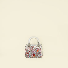 Christian Dior White Satin Beaded Floral Embroidered Mini Lady Dior Bag