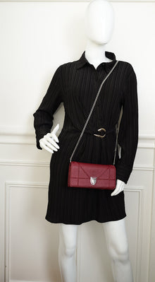 Christian Dior Burgundy Diorama Wallet On Chain