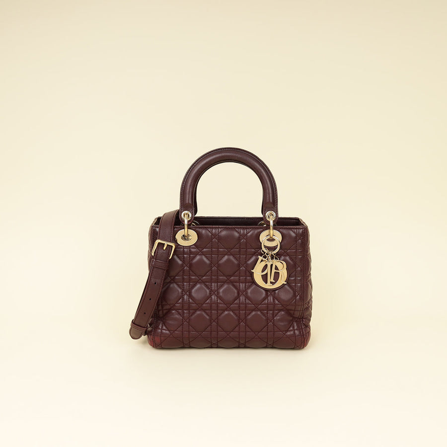 Christian Dior Burgundy Lady Dior Medium Bag