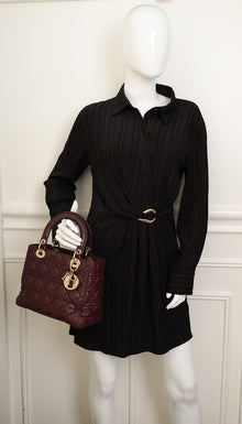 Christian Dior Burgundy Lady Dior Medium Bag
