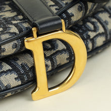 Christian Dior Navy Blue Oblique Saddle Mini Bag W/Extra Bag Strap