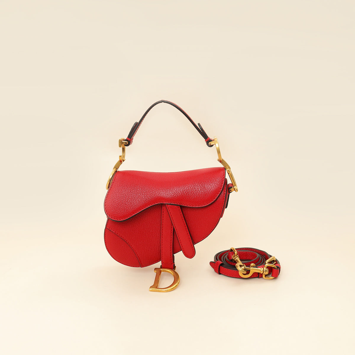 Christian Dior Red Micro Saddle Bag