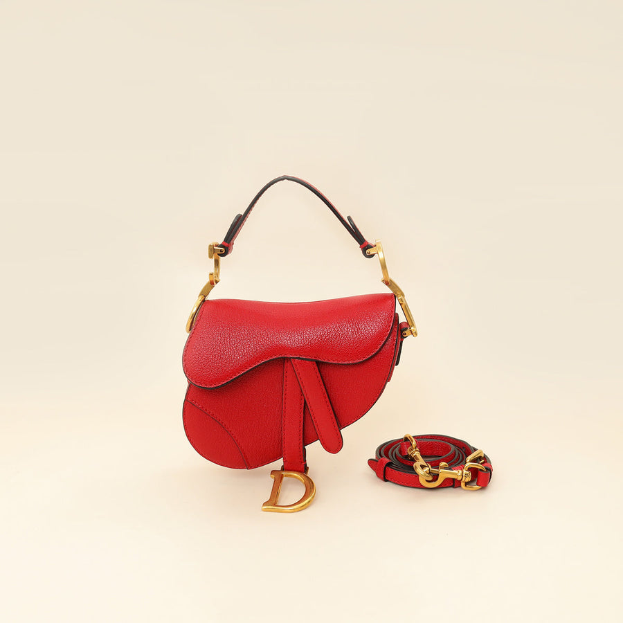Christian Dior Red Micro Saddle Bag