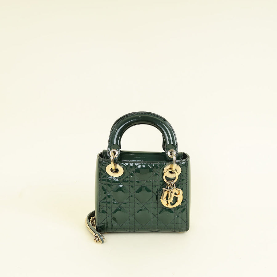Christian Dior Green Mini Lady Dior Chain Bag