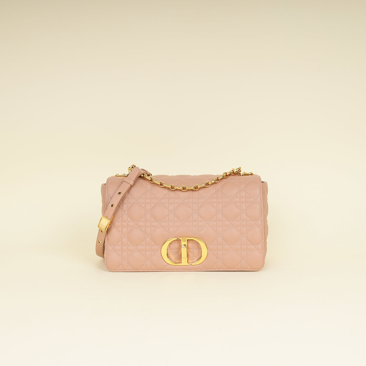 Christian Dior Rose De Vents Caro Cannage Medium Flap Bag