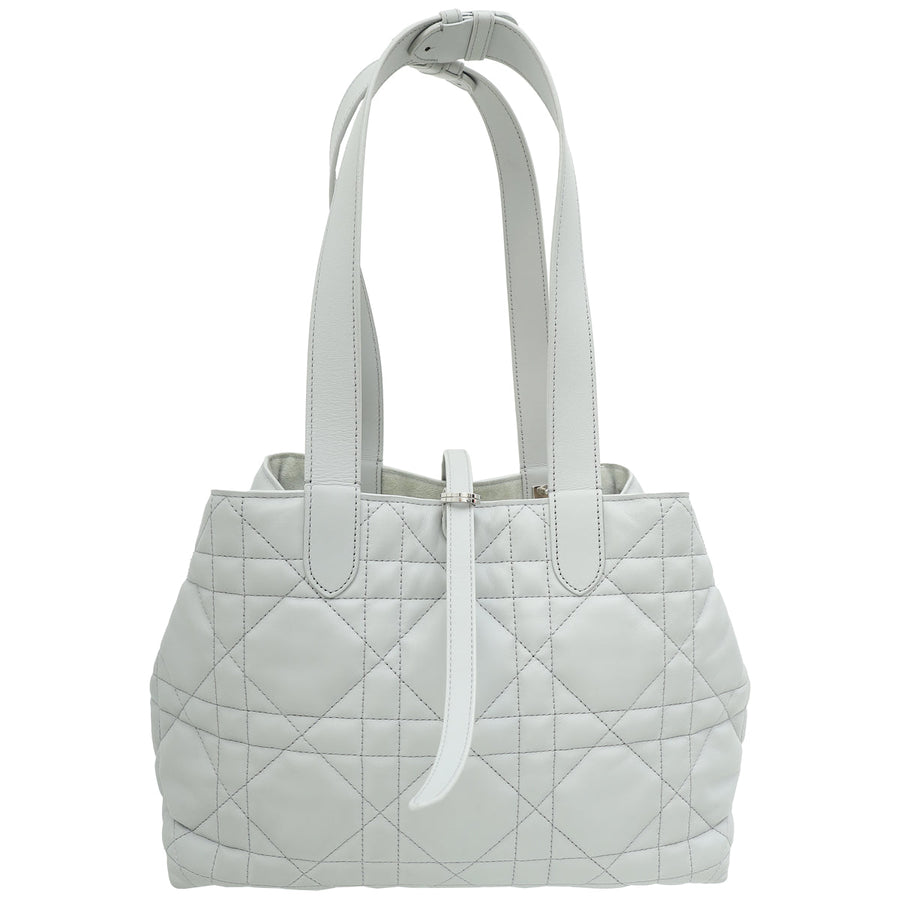 Christian Dior Stone Grey Macrocannage Toujours Medium Bag