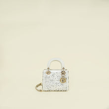 Christian Dior White Crystal & Pearl Embroidered Chain Mini Lady Dior Bag