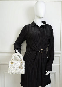 Christian Dior White Crystal & Pearl Embroidered Chain Mini Lady Dior Bag